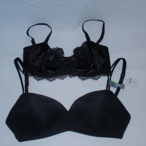 Lot of 2 NWT Aerie Victoria Secret Dream Angels Push Up Without Padding Bra 32DD